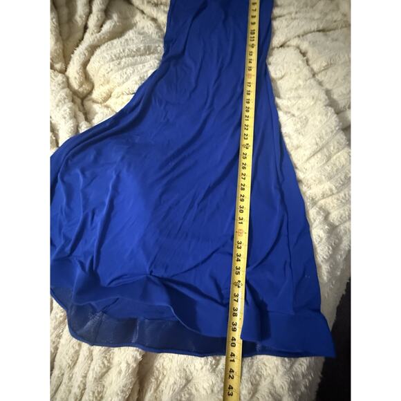 Women’s Royal Blue B. Darlin Prom Dress Long Halter Semi Sheer Small 5 - Picture 11 of 16